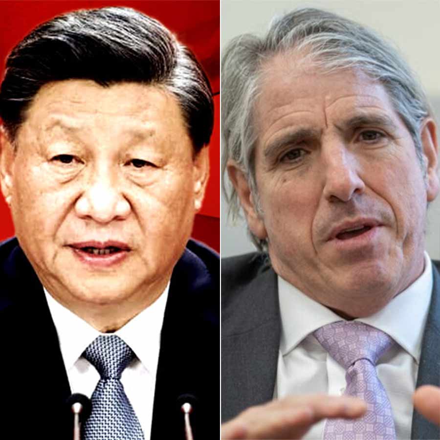 (বাঁ দিকে) শি জিনপিং এবং  থমাস ডিনান্নো (ডান দিকে)।