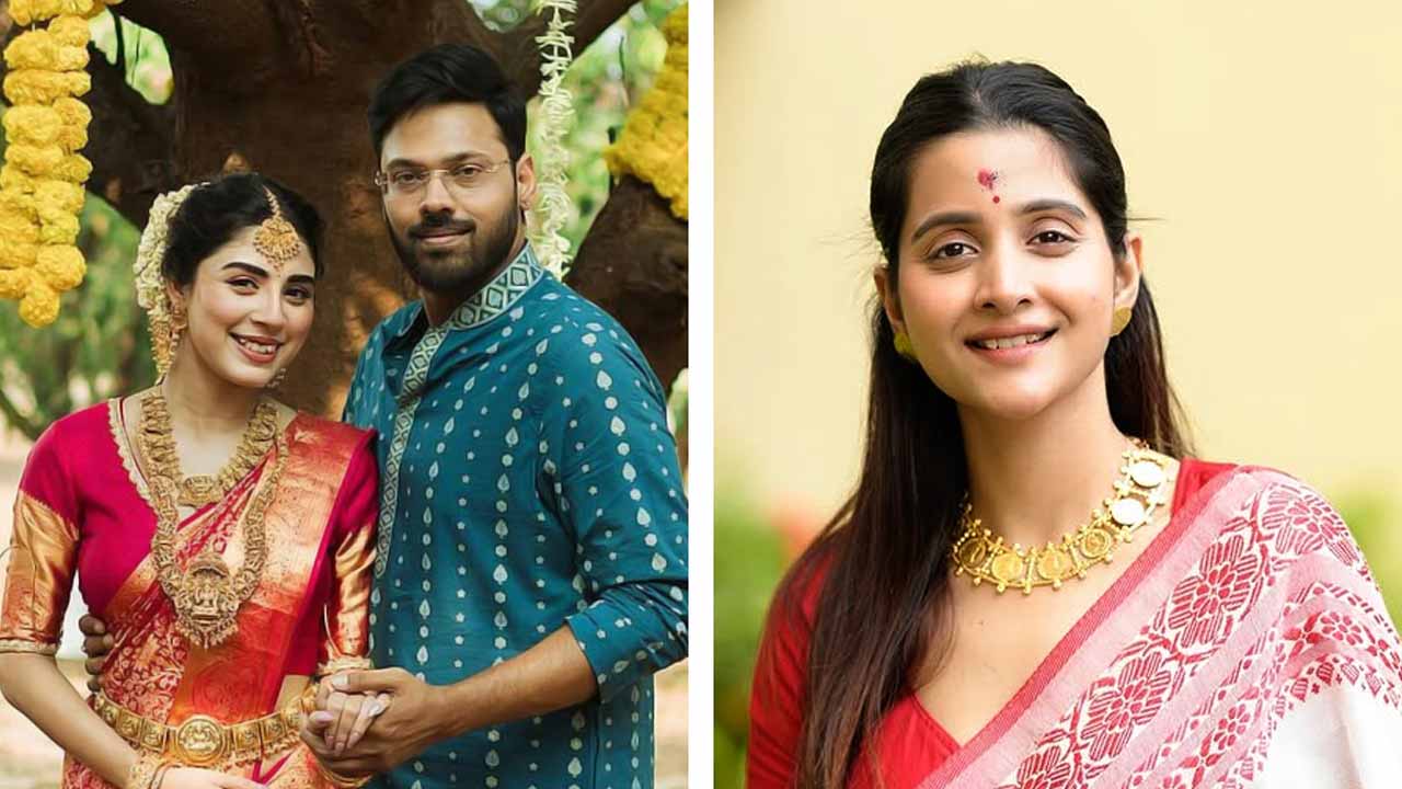 অদ্রিজা ও বিগ্নেশের বাগ্‌দান দেখে এলেন দেবচন্দ্রিমা।