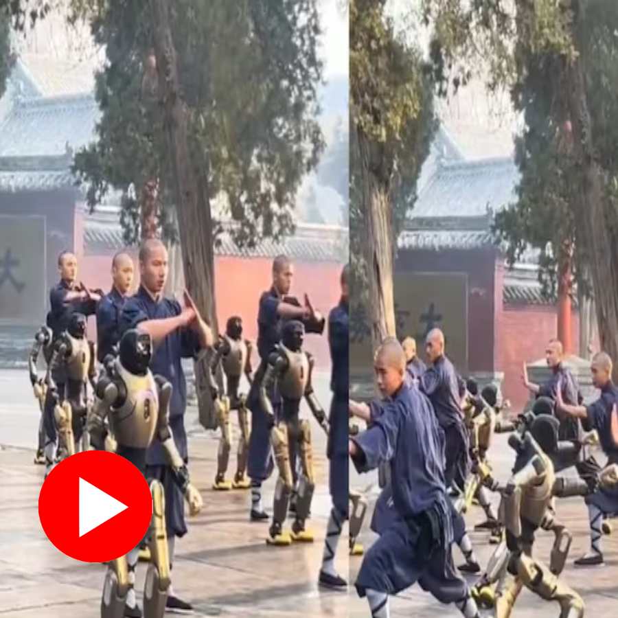 Video shows robots practicing kung fu with monks in China Shaolin temple