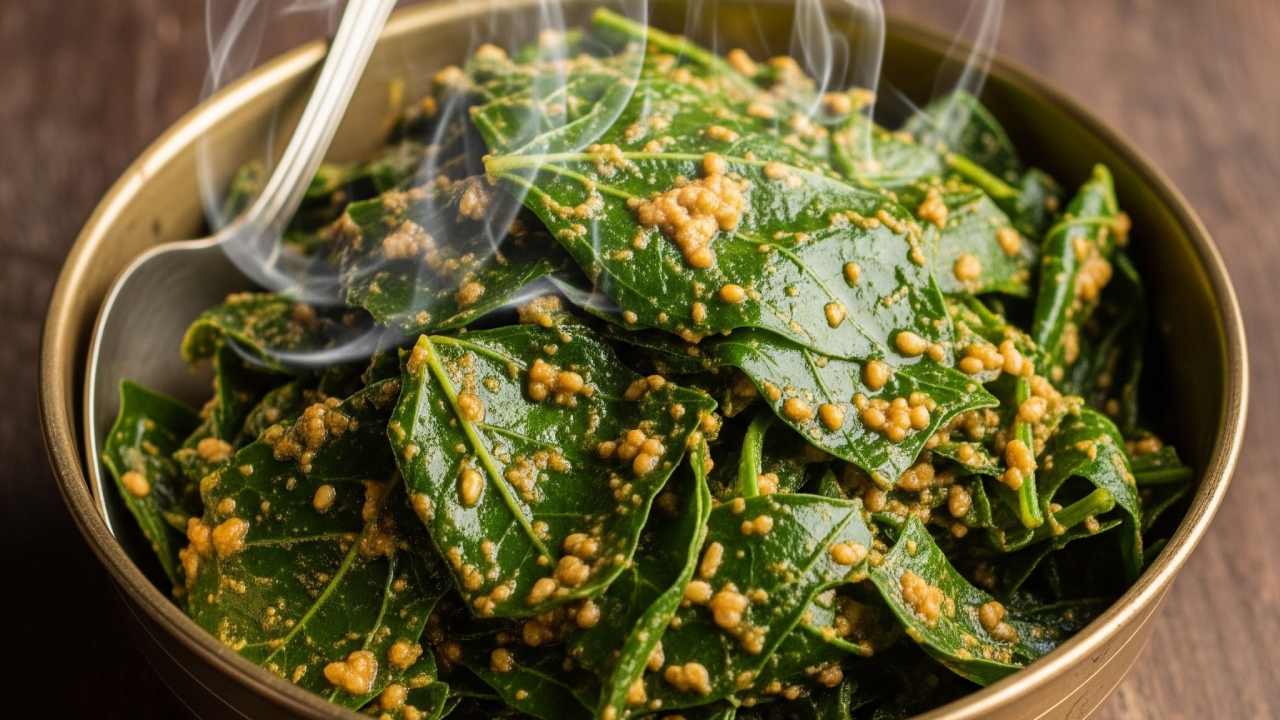 লাউশাকের তরকারিতে তিলবাটার স্বাদ।