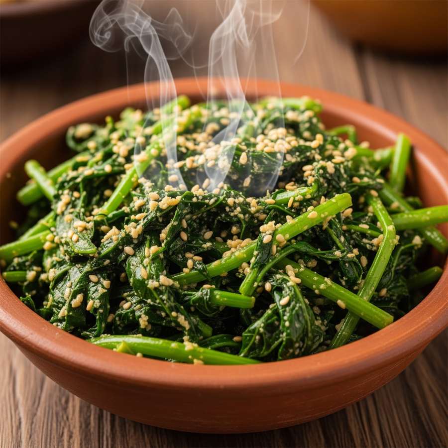 লাউশাকের তরকারিতে তিলবাটার স্বাদ।