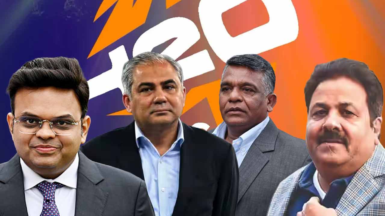 ICC Chairman Jay Shah, PCB Chairman Mohsin Naqvi, BCB Chairman Aminul Islam Bulbul, BCCI Vice President Rajeev Shukla