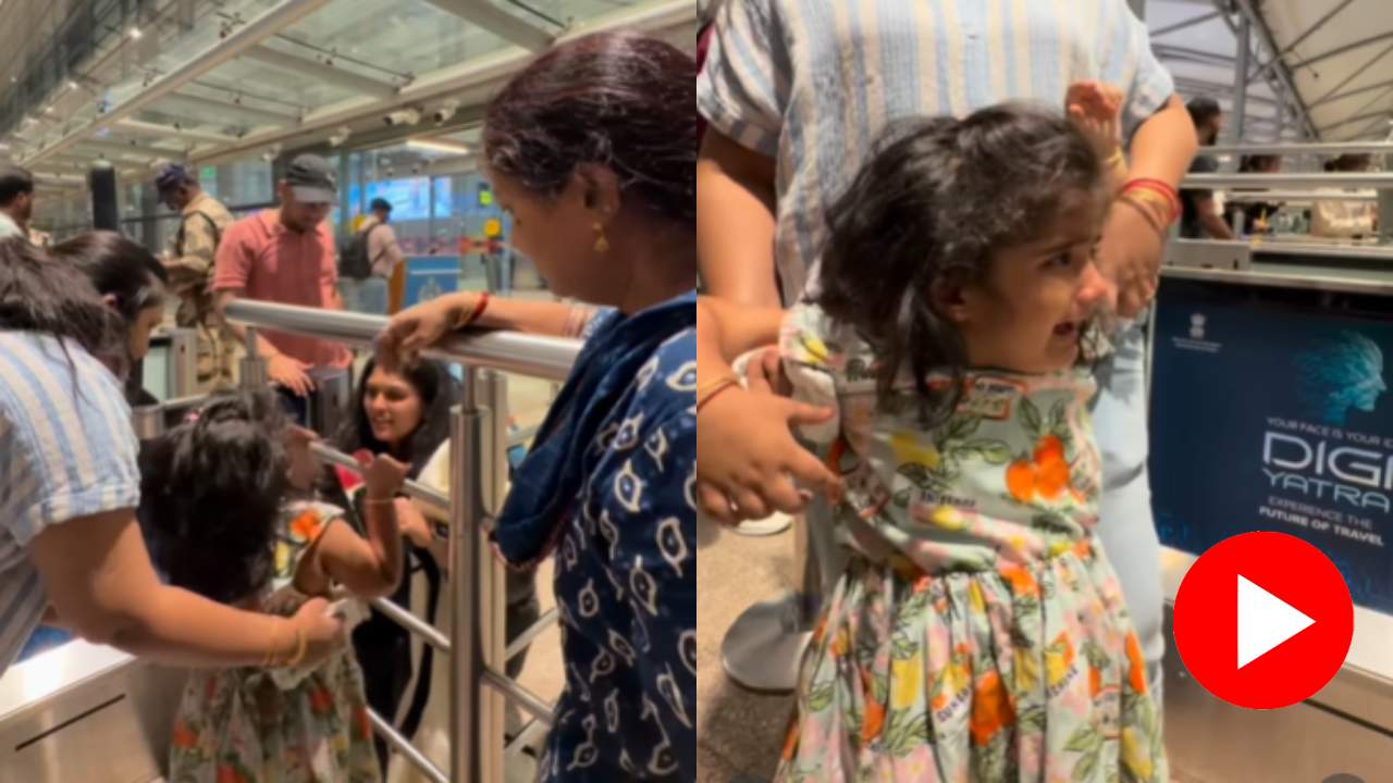 Video shows little daughter crying as mother leaving abroad for higher studies
