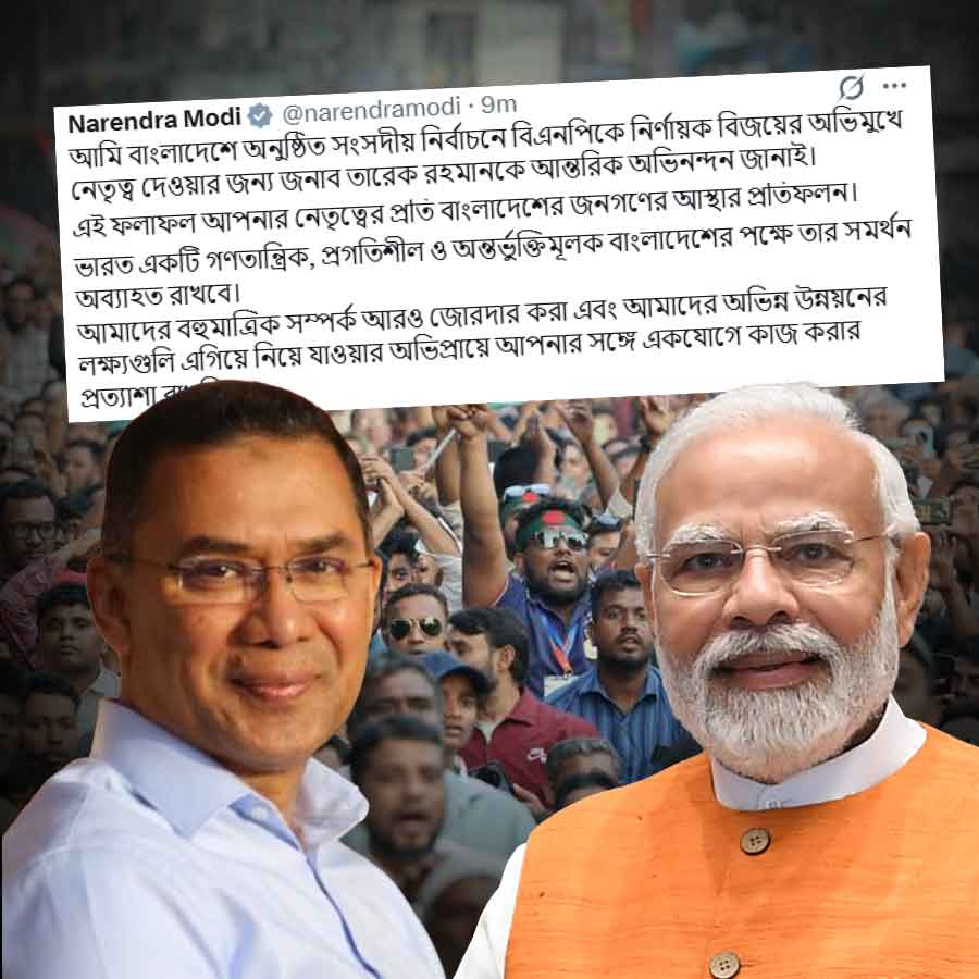 (বাঁ দিকে) তারেক রহমান এবং নরেন্দ্র মোদী (ডান দিকে)।