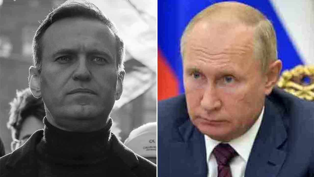 (বাঁ দিকে) আলেক্সি নাভালনি। (ডান দিকে) রুশ প্রেসিডেন্ট ভ্লাদিমির পুতিন। ফাইল চিত্র।