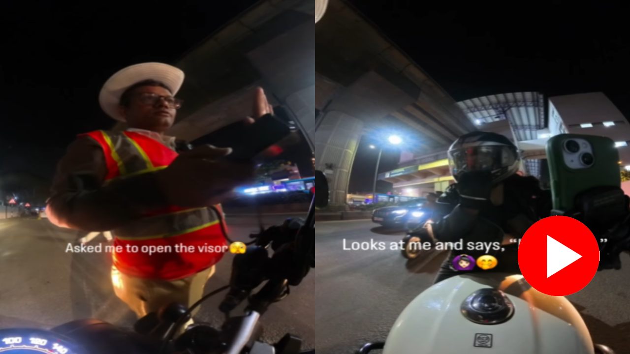 Video shows traffic police stops female Biker, what happened next shocks Netizens