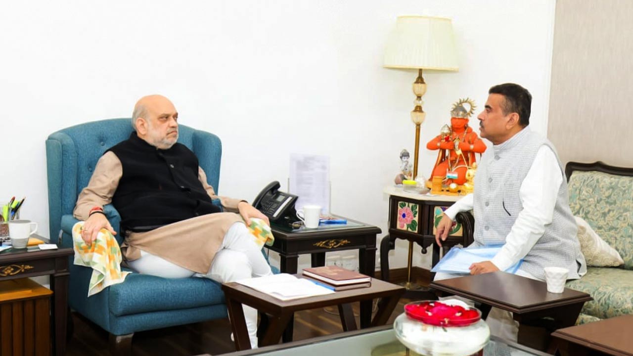 BJP leader Amit Shah and Suvendu Adhikari meet to discuss candidates for Rajya Sabha elections in Delhi