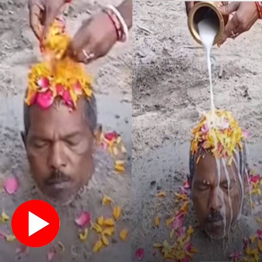 Video shows woman performing puja on husband in a bizarre way