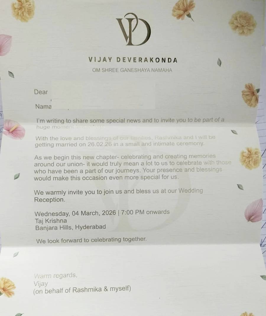 বিজয়-রশ্মিকার বিয়ের আমন্ত্রণপত্র?