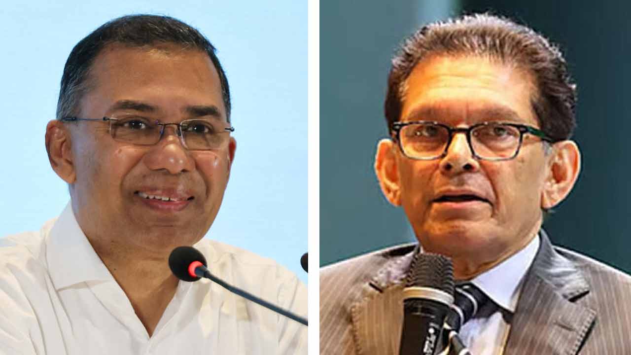 (বাঁ দিকে) তারেক রহমান এবং খলিলুর রহমান (ডান দিকে)।