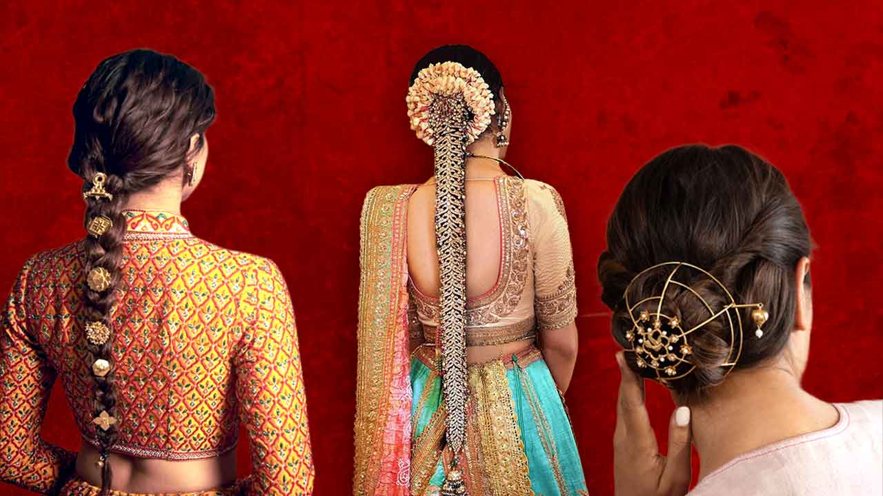 চুলের বাহারি অলঙ্কার চমক আনছে কনের সাজে।