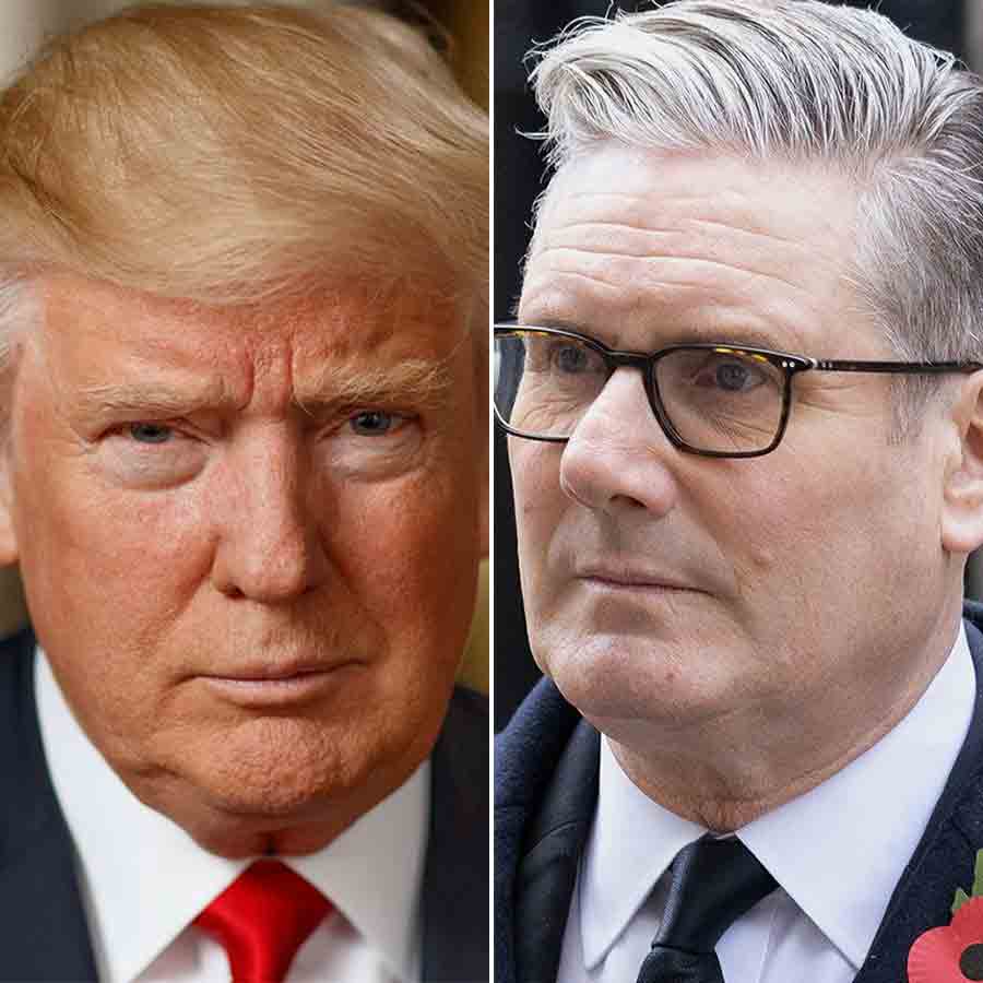 (বাঁ দিকে) ডোনাল্ড ট্রাম্প এবং কিয়ের স্টার্মার (ডান দিকে)।