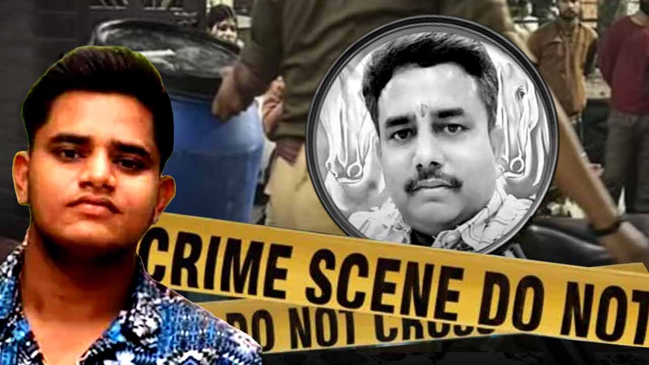 ব্যবসায়ী (ইনসেটে) খুনে অভিযুক্ত পুত্র (বাঁ দিকে)। গ্রাফিক: আনন্দবাজার ডট কম।