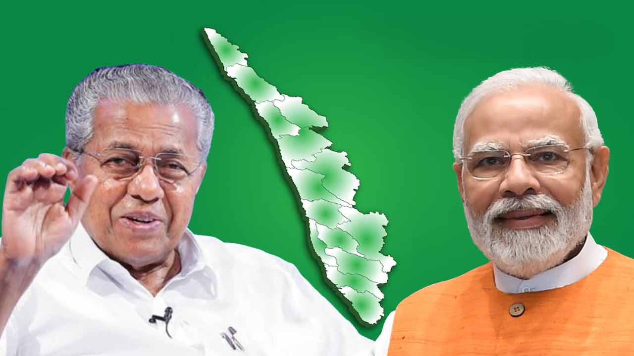 (বাঁ দিকে) পিনারাই বিজয়ন এবং নরেন্দ্র মোদী (ডান দিকে)।