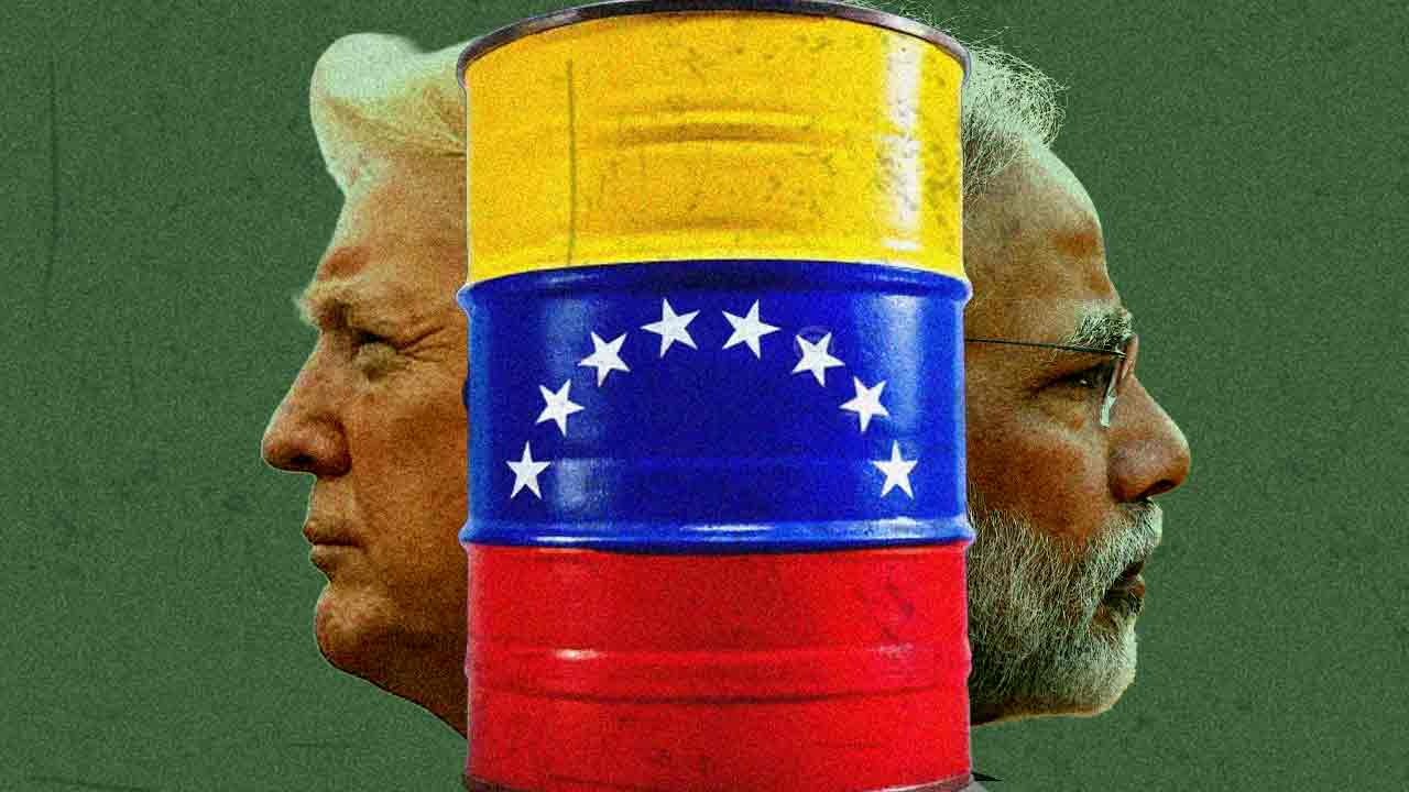 (বাঁ দিকে) আমেরিকার প্রেসিডেন্ট ডোনাল্ড ট্রাম্প এবং ভারতের প্রধানমন্ত্রী নরেন্দ্র মোদী (ডান দিকে)।