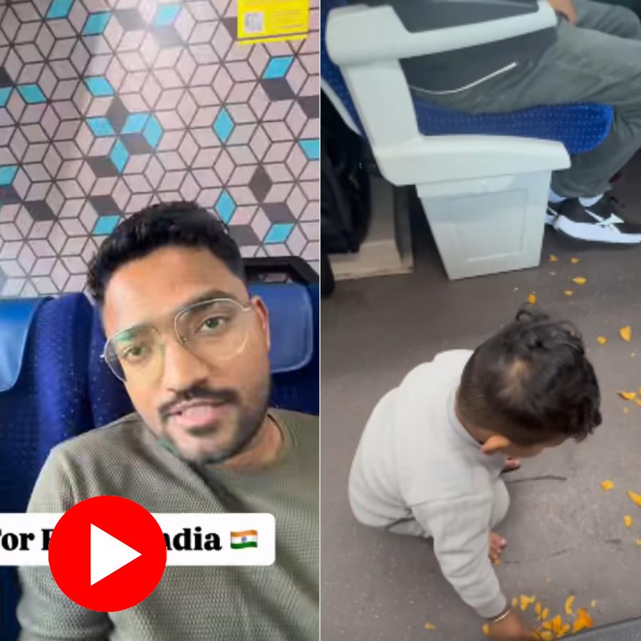 Video shows man make son to clean train floor after he drop chips