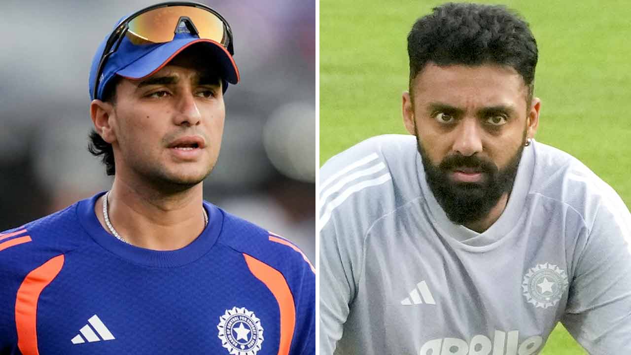 (বাঁ দিকে) অভিষেক শর্মা। বরুণ চক্রবর্তী (ডান দিকে)।