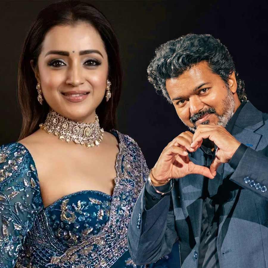 (বাঁ দিকে) তৃষা কৃষ্ণান, (ডান দিকে) থলপতি বিজয়।