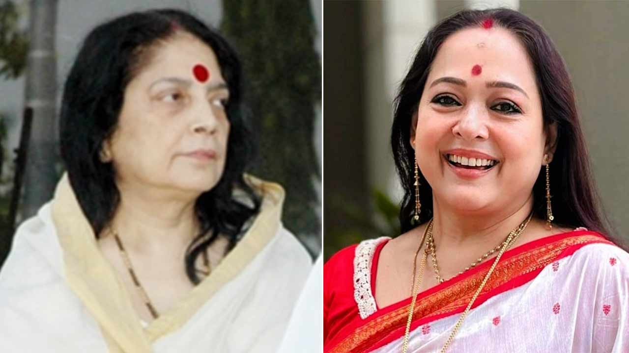 (বাঁ দিকে)সৌরভের মা নিরূপা গঙ্গোপাধ্যায় এবং অপরাজিতা আঢ্য (ডান দিকে)।