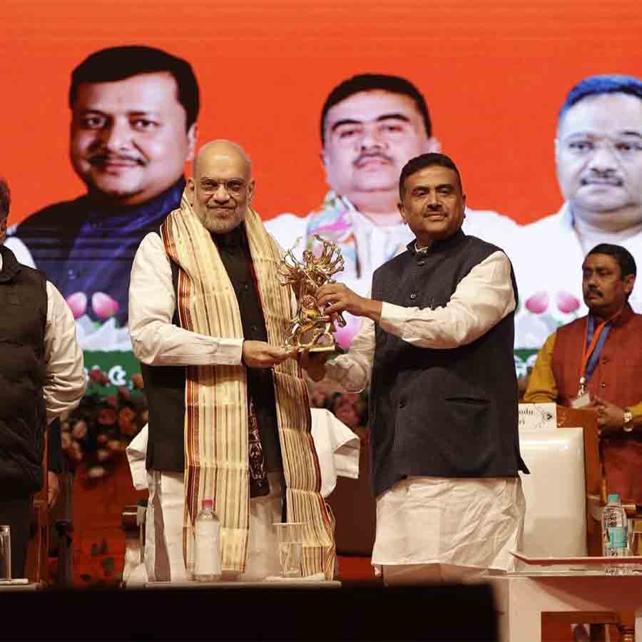 বিজেপির কর্মী সম্মেলনে অমিত শাহ। কলকাতায়।