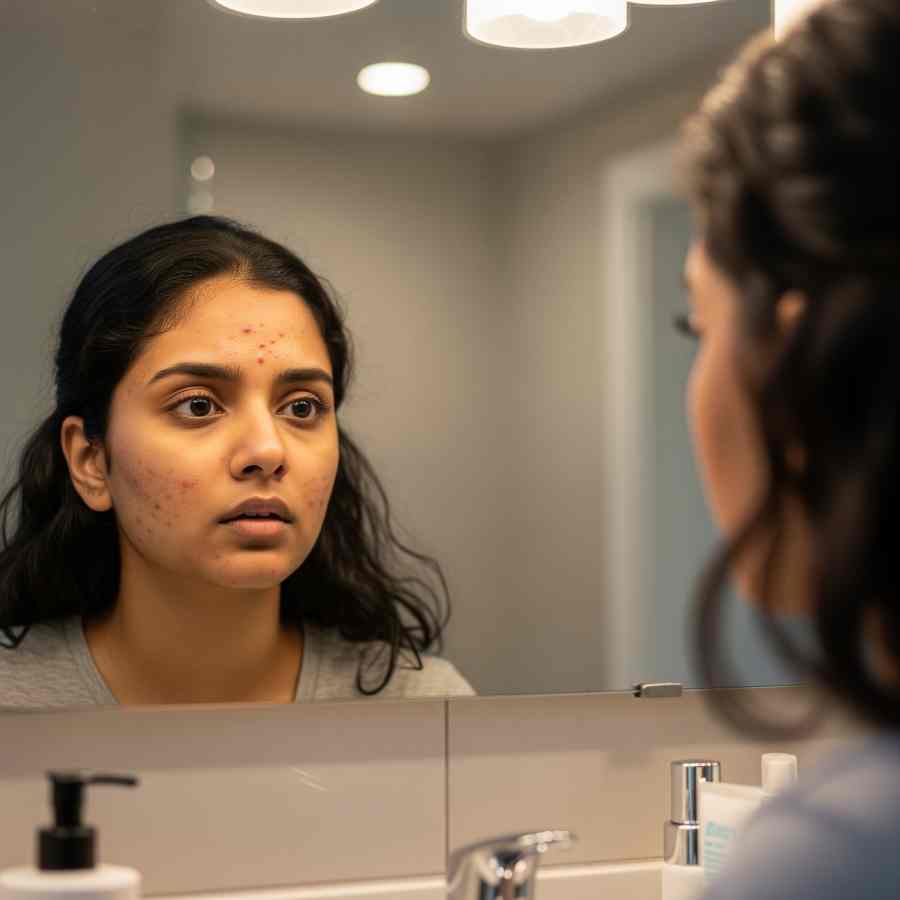 ত্বকেই ধরা পড়ে পিসিওএসের লক্ষণ।