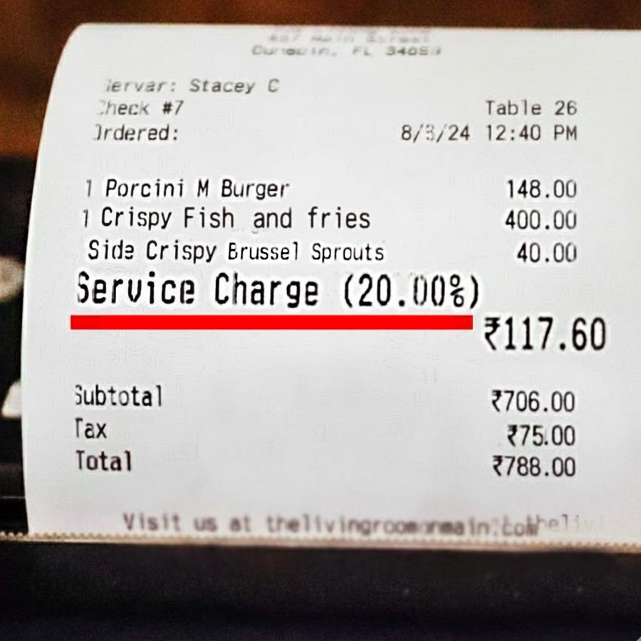 Can Restaurants make you pay service charge, what is the government rule saying dgtl