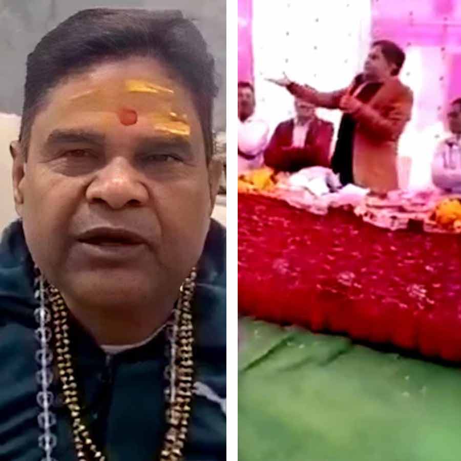 (বাঁ দিকে) উত্তরাখণ্ডের মন্ত্রীর রেখা আর্যের স্বামী গিরিধারীলাল সাহু। (ডান দিকে) অনুস্থানস্থলে সাহু। ছবি: সংগৃহীত।