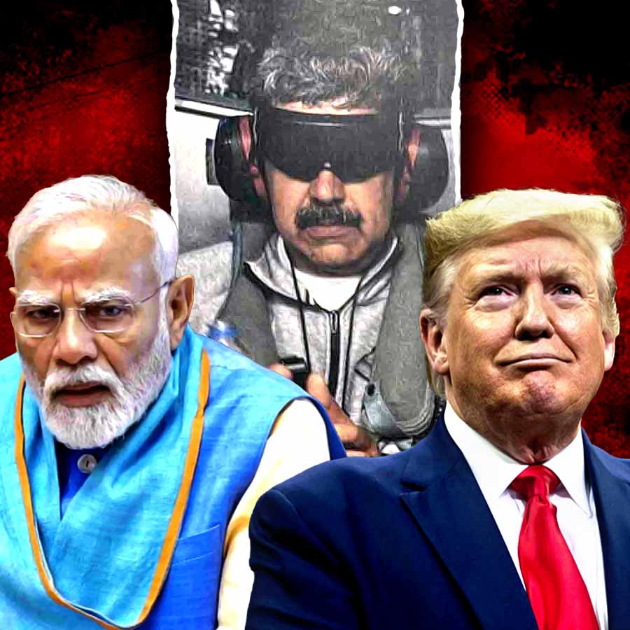 (বাঁ দিক থেকে) নরেন্দ্র মোদী, নিকোলাস মাদুরো এবং ডোনাল্ড ট্রাম্প।