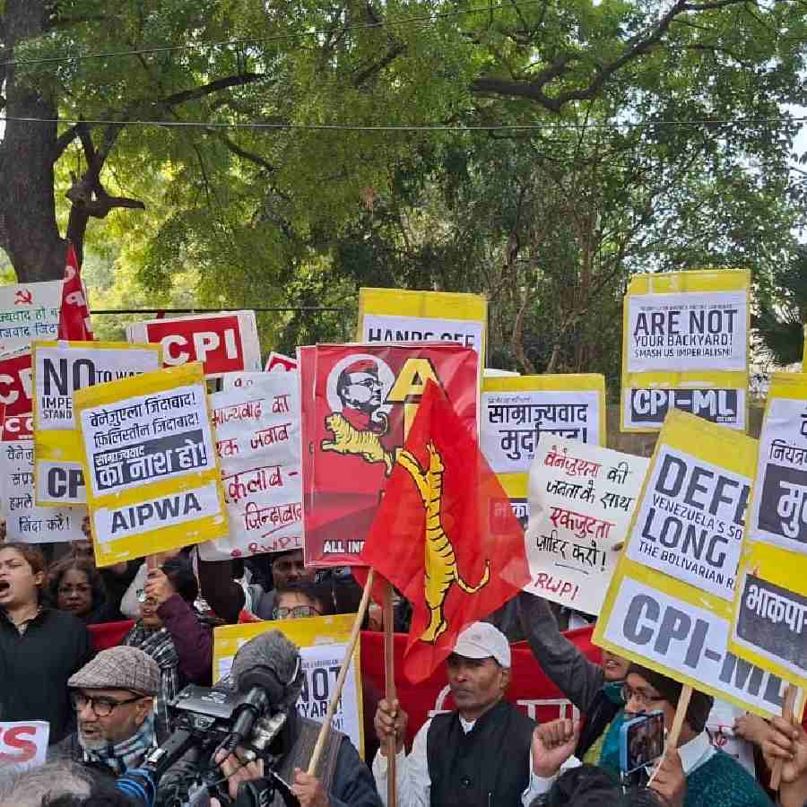 Protests erupted in various places from Delhi to Kolkata on Sunday after the arrest of Venezuelan President Nicolás Maduro and his wife by US Administration