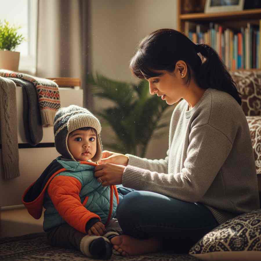 খুদেকে শীতের পোশাক পরাতে হবে নিয়ম মেনে।