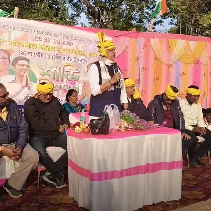 আদিবাসী এলাকায় একটি অনুষ্ঠানে শ্রমমন্ত্রী মলয় ঘটক।