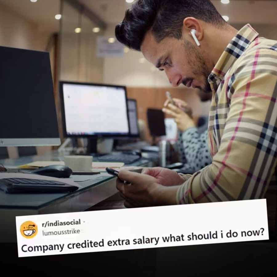 A company credits double salary by mistake