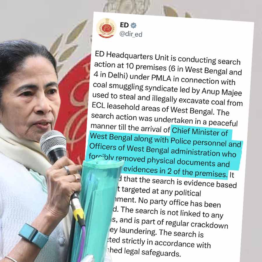 আইপ্যাক দফতরে মুখ্যমন্ত্রী মমতা বন্দ্যোপাধ্যায়ের অভিযানের পর বিবৃতি দিয়েছে ইডি।