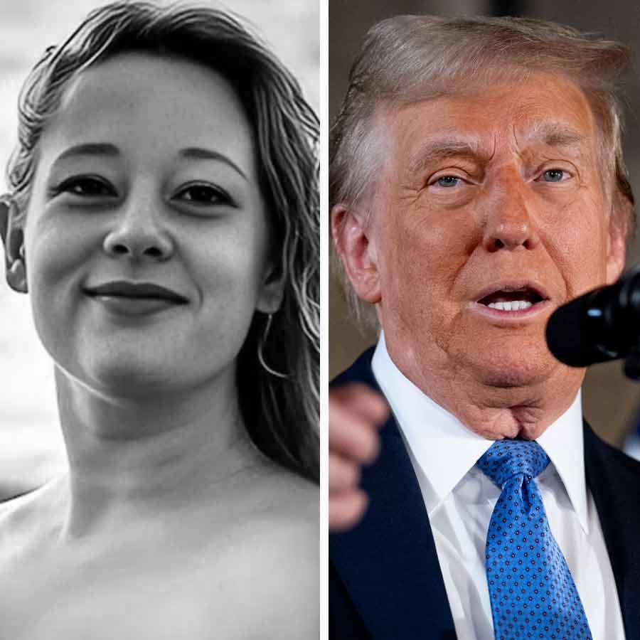 (বাঁ দিকে) নিহত মহিলা। ডোনাল্ড ট্রাম্প (ডান দিকে)।