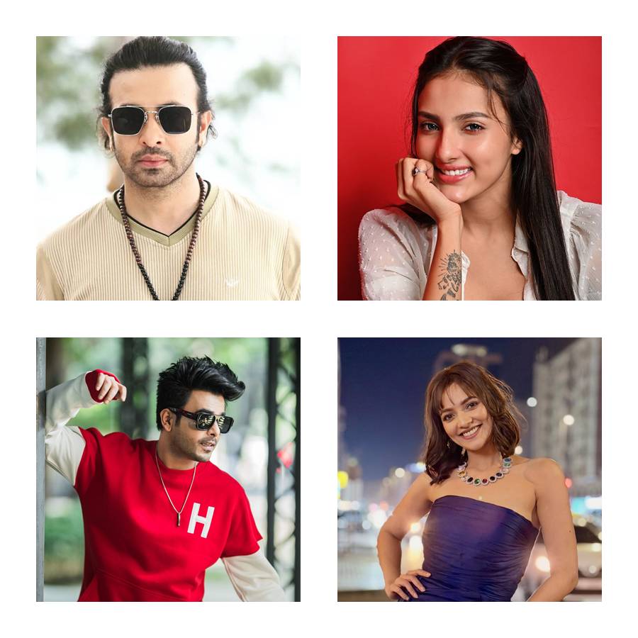 ‘বাঁ দিক থেকে ডান দিকে) শাকিব খান, জ্যোতিমর্য়ী কুণ্ডু, সিয়াম আহমেদ, সুস্মিতা চট্টোপাধ্যায়।