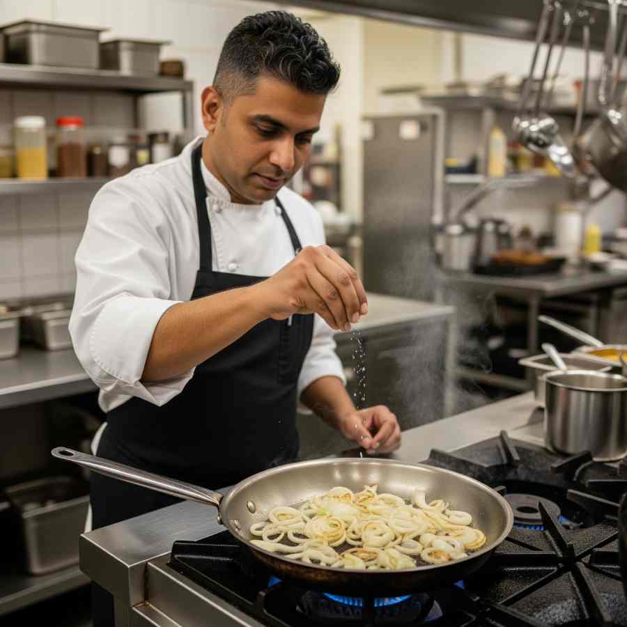 পেঁয়াজ ভাজার সময় নুন দিলে কী লাভ হয়?