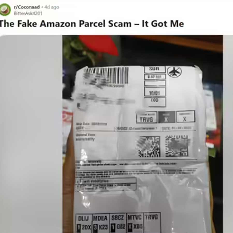 A reddit post alerts fake cod packages of amazon delivery