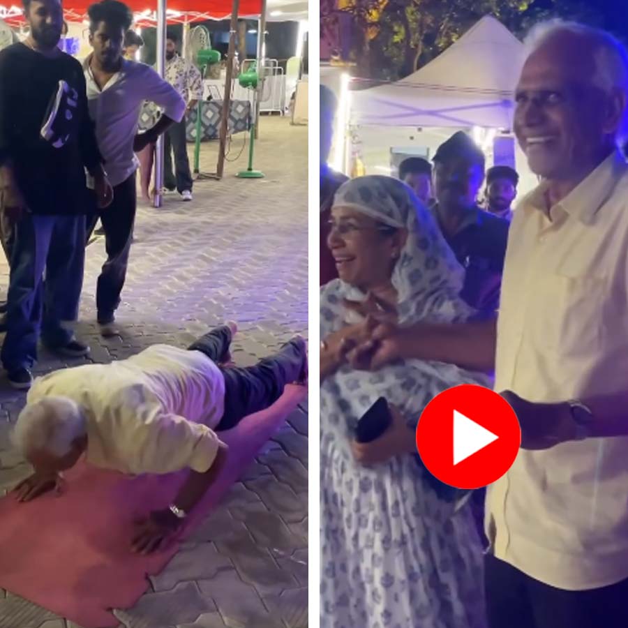 Video shows old man doing push up to win ear rings for wife