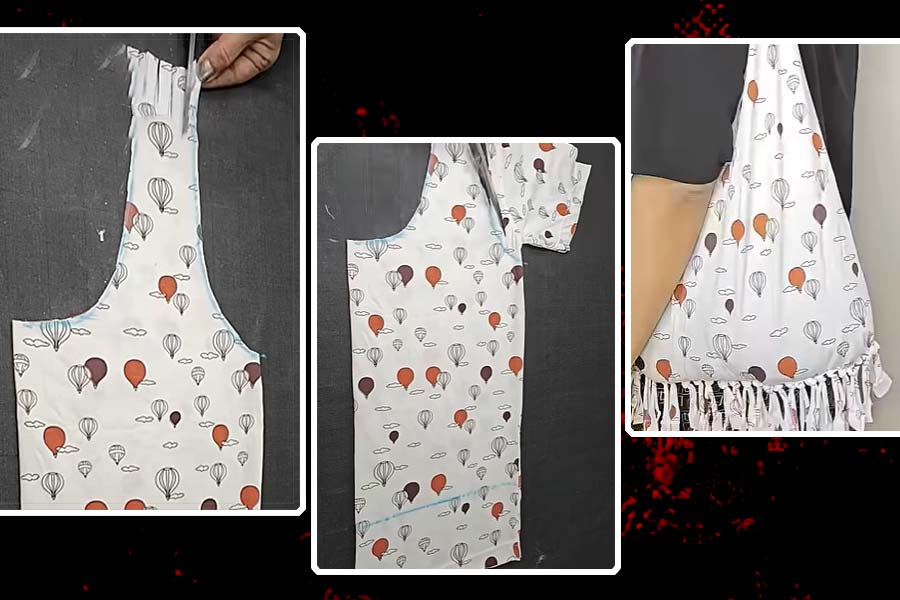 টি শার্ট দিয়ে  বানিয়ে নিতে পারেন ব্যাগ।