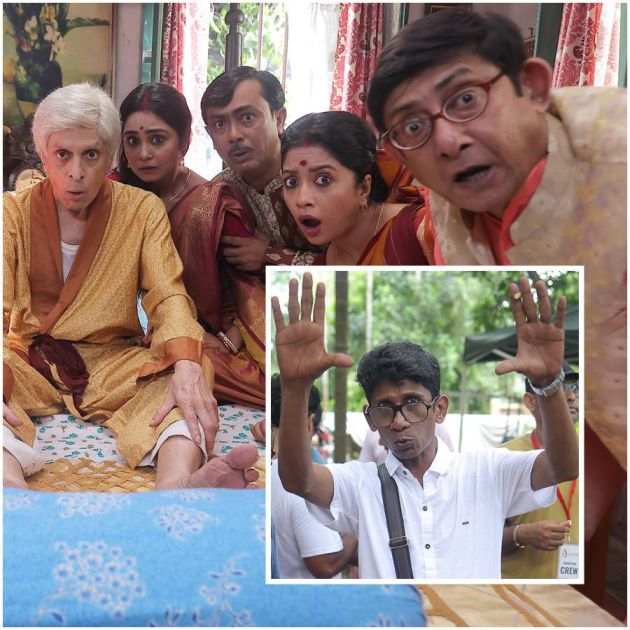 ‘ফণীবাবু ভাইরাল’ ছবির শুটিংয়ে পরিচালক রাজু মজুমদার।