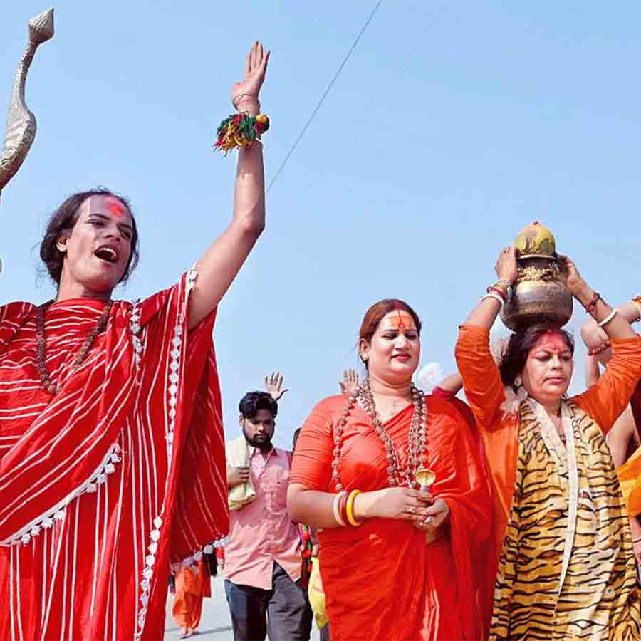 মকর সংক্রান্তিতে গঙ্গাসাগরে কিন্নর সাধুরা।