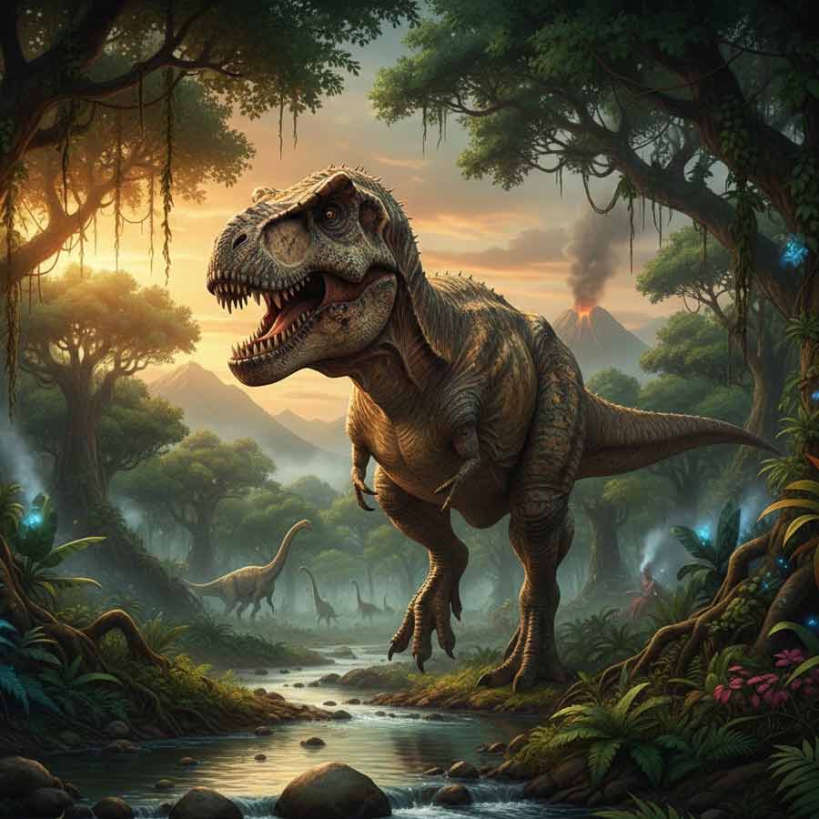 ‘টির‌্যাইনোসরাস-রেক্স’, সংক্ষেপে ‘টি-রেক্স’।