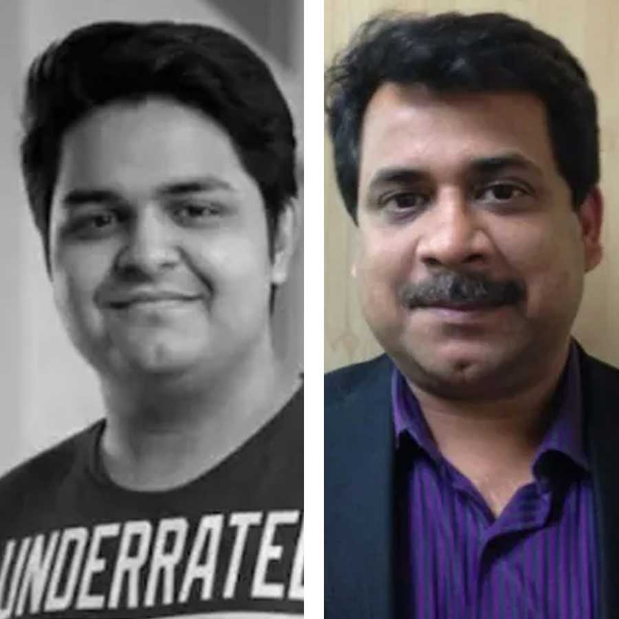 (বাঁ দিকে) মৃত তথ্যপ্রযুক্তি কর্মী যুবরাজ মেহতা। (ডান দিকে) ধৃত ইমারত ব্যবসায়ী। ছবি: সংগৃহীত।