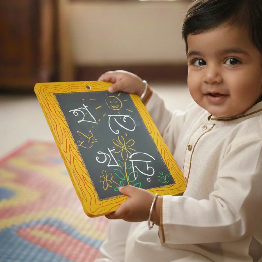 সন্তানের হাতেখড়ি দেওয়ার স্লেটটি কী ভাবে নিজে হাতেই সাজাতে পারেন?