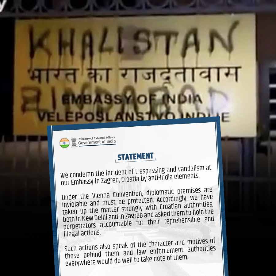 New Delhi condems the incident of trespassing and vandalism at Indian Embassy in Zagreb of Croatia by anti-India elements