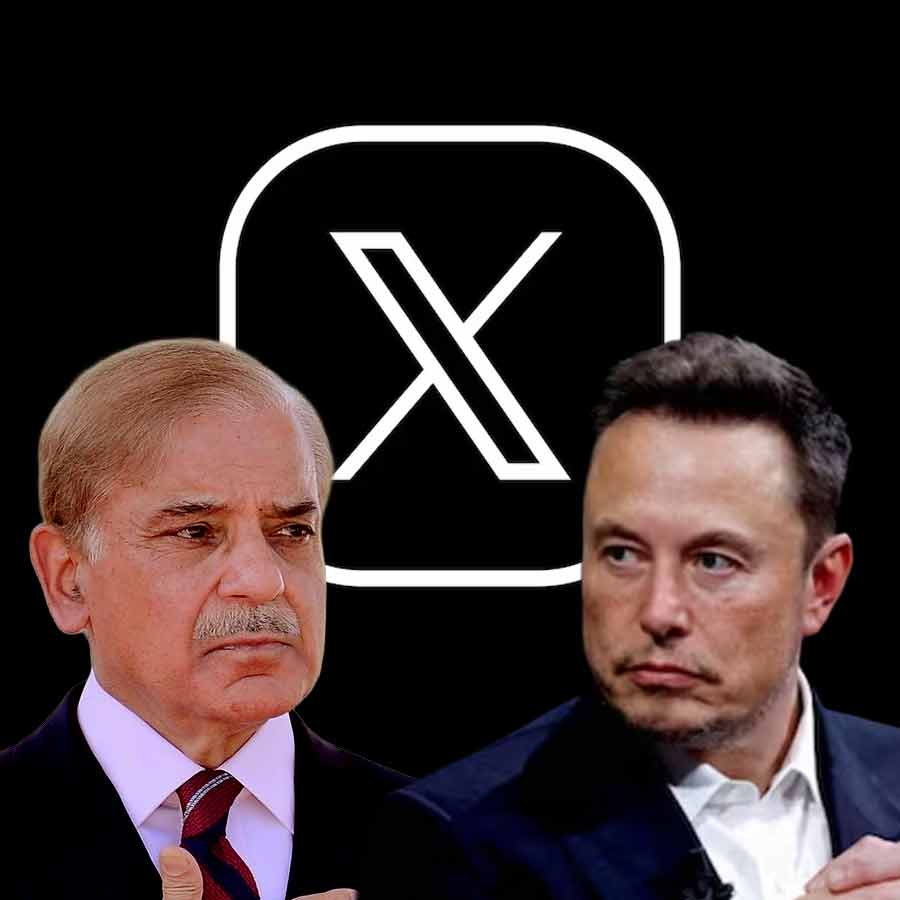 (বাঁ দিকে) পাকিস্তানের প্রধানমন্ত্রী শাহবাজ় শরিফ। মার্কিন ধনকুবের তথা এক্সের মালিক ইলন মাস্ক (ডান দিকে)।