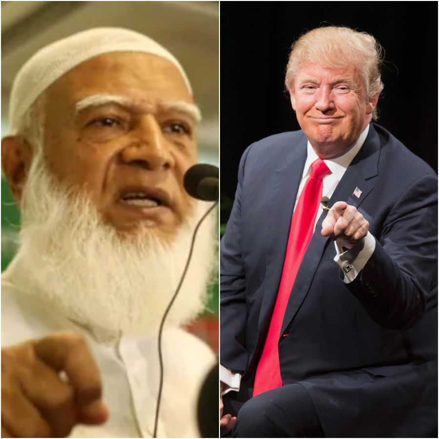 (বাঁ দিকে) বাংলাদেশের জামাত প্রধান শফিকুর রহমান। আমেরিকার প্রেসিডেন্ট ডোনাল্ড ট্রাম্প (ডান দিকে)।