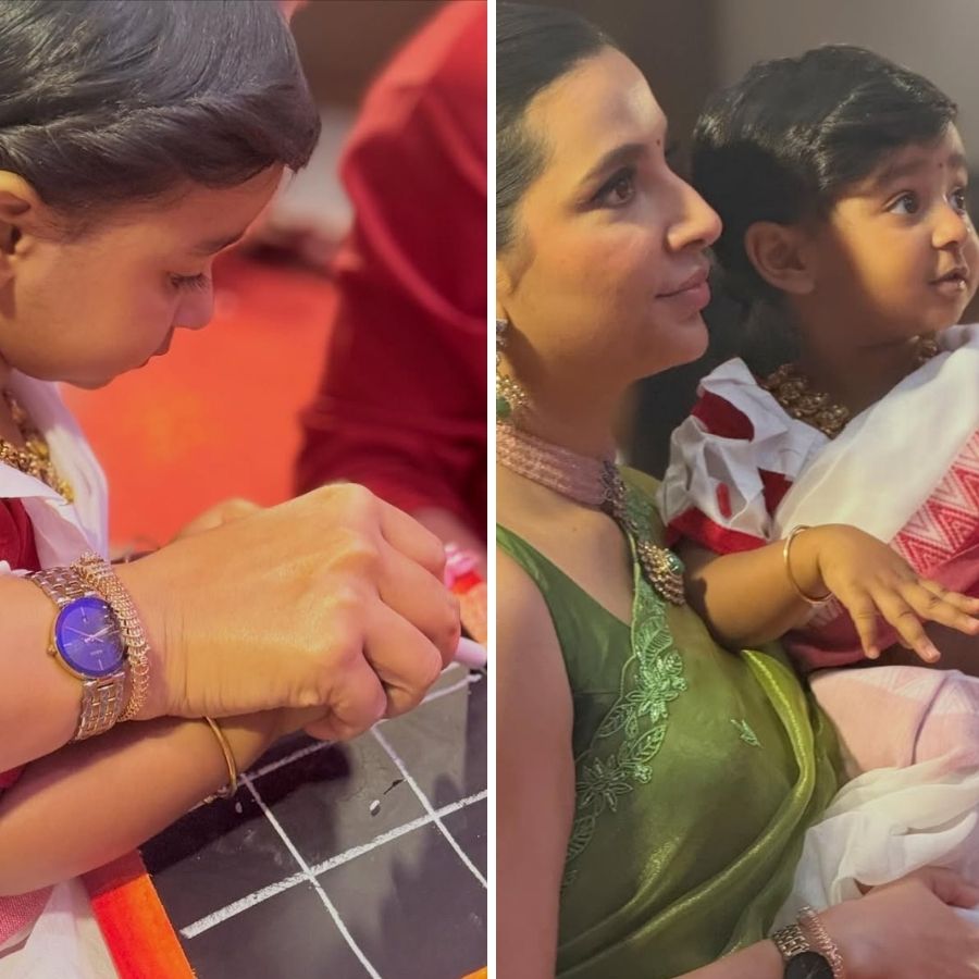 মা শুভশ্রীর কোলে বসে হাতেখড়ি হল ইয়ালিনির।