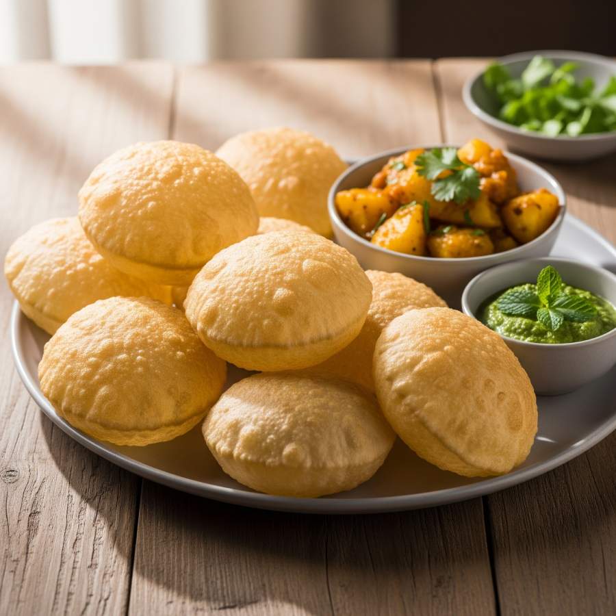 জলেই ভেজে ফেলুন লুচি।