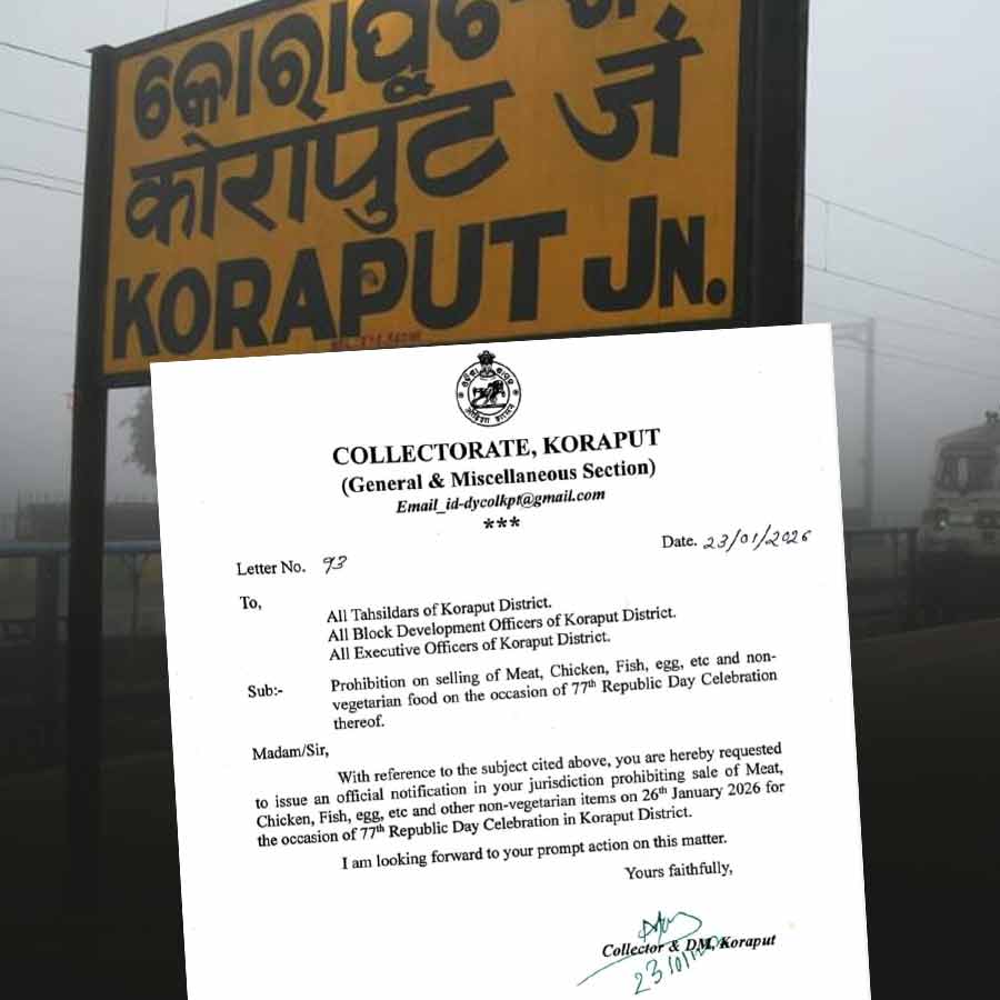 ওড়িশার কোরাপুটে সাধারণতন্ত্র দিবসে নিষিদ্ধ মাছ, মাংস, ডিম বিক্রি।